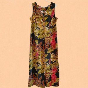 90's maxi palm leaf button down dress